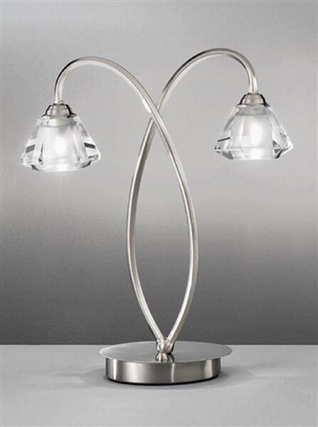 T972 Twist Satin Nickel 2 Light Table Lamp