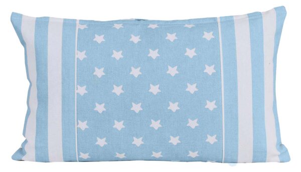 Cotton Blue Stripe Border and Stars Rectangular Cushion Cover, 30x50cm