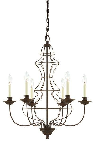 QZ/LAILA6 6 Light Rustic Antique Bronze Wire Chandelier