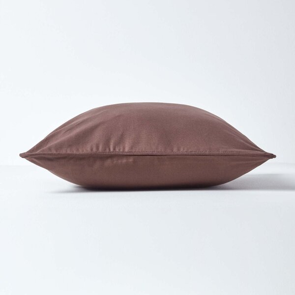 Homescapes Cotton Plain Chocolate Cushion Cover, 30 x 30 cm