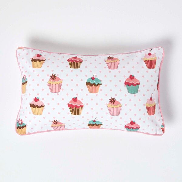 Homescapes Cotton Cup Cakes Rectangular Cushion Cover, 30 x 50 cm