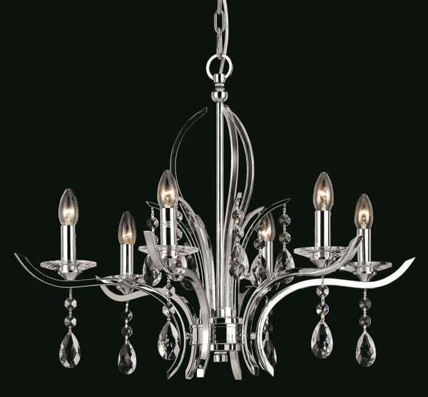 Impex CF911231/06/CH Turin 6 Light Chrome & Crystal Chandelier