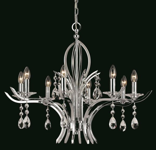 Impex CF911231/08/CH Turin 8 Light Chrome & Crystal Chandelier