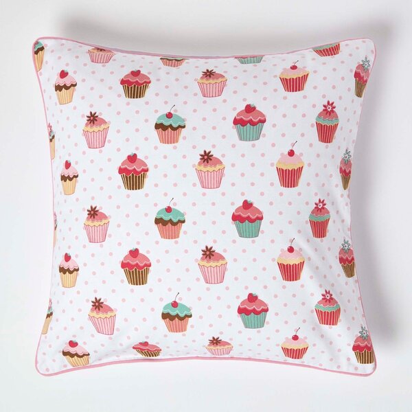 Homescapes Cotton Cup Cakes Cushion Cover, 60 x 60 cm