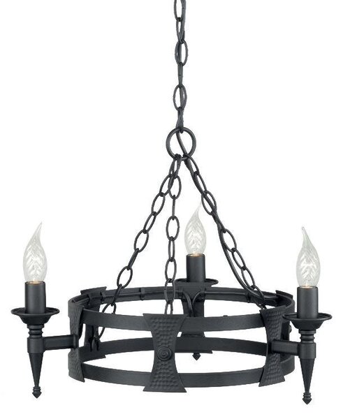 Elstead Saxon SAX3 BLK 3 Light Decorative Beaten Chandelier
