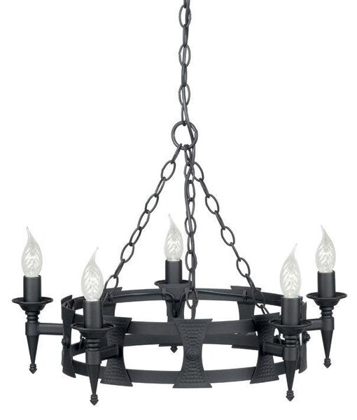 Elstead Saxon SAX5 BLK 5 Light Decorative Beaten Chandelier