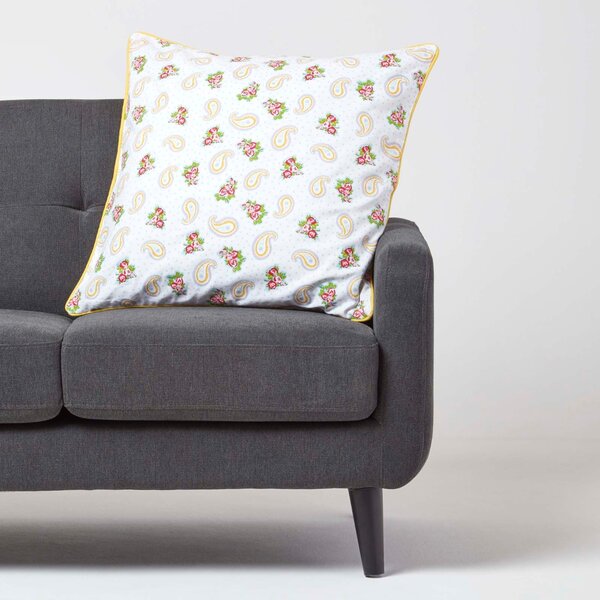 Homescapes Cotton Paisley and Dots Cushion Cover, 60 x 60 cm