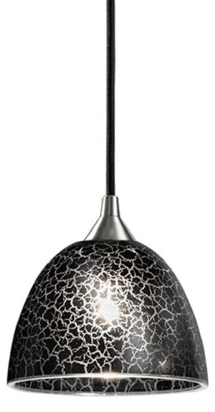 F2290/1/952 Glass Small Ceiling Pendant in Crackle Black