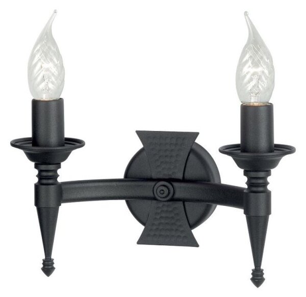 Elstead Saxon SAX2 BLK 2 Light Decorative Beaten Wall Light