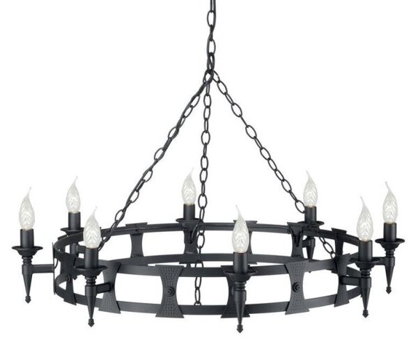 Elstead Saxon SAX8 BLK 8 Light Decorative Beaten Chandelier