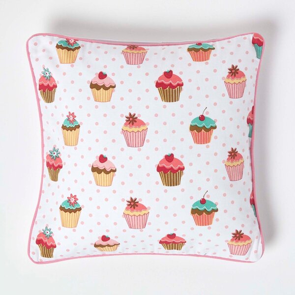 Homescapes Cotton Cup Cakes Cushion Cover, 45 x 45 cm