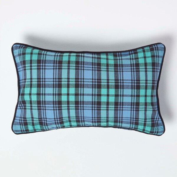 Cotton Black Watch Tartan Rectangular Cushion Cover, 30 x 50 cm