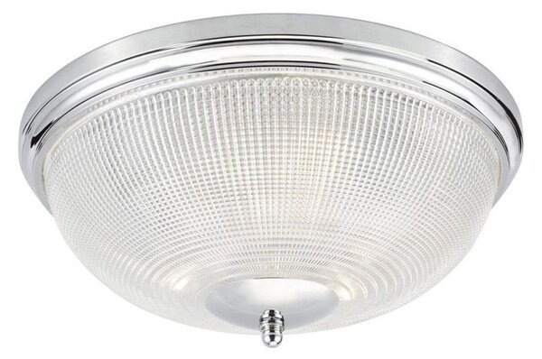 Dar ARB5250 Arbour Three Light Flush Ceiling Light In Chrome With Prismatic Glass
