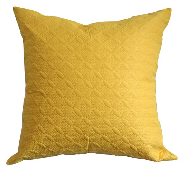 Ultrasonic Yellow Quilted Embossed Cushion Cover, 80 x 80 cm