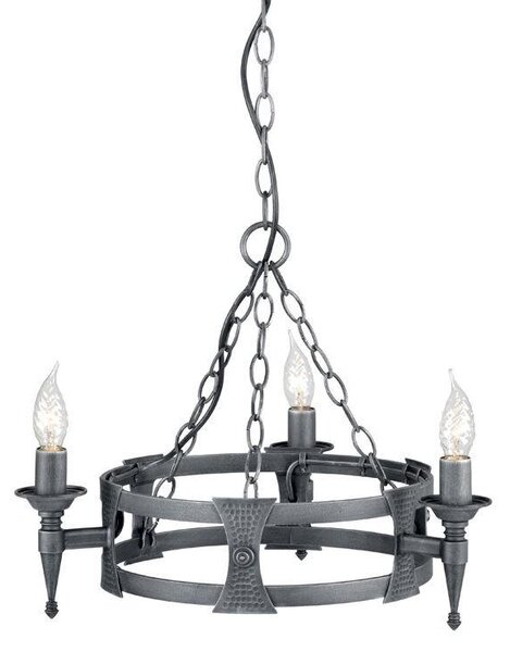 Elstead Saxon SAX3 BLK/SIL 3 Light Beaten Chandelier