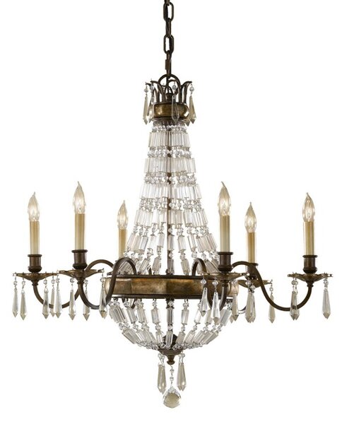 FE-BELLINI6 Bellini 6 Light Bronze & Crystal Chandelier
