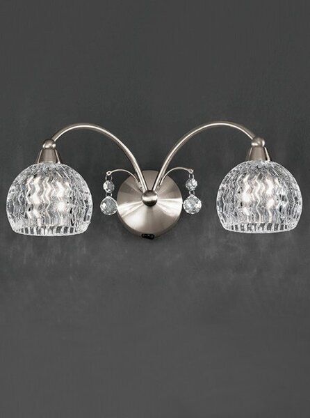 Franklite Jura FL2295/2 2 Light Satin Nickel and Crystal Wall Light