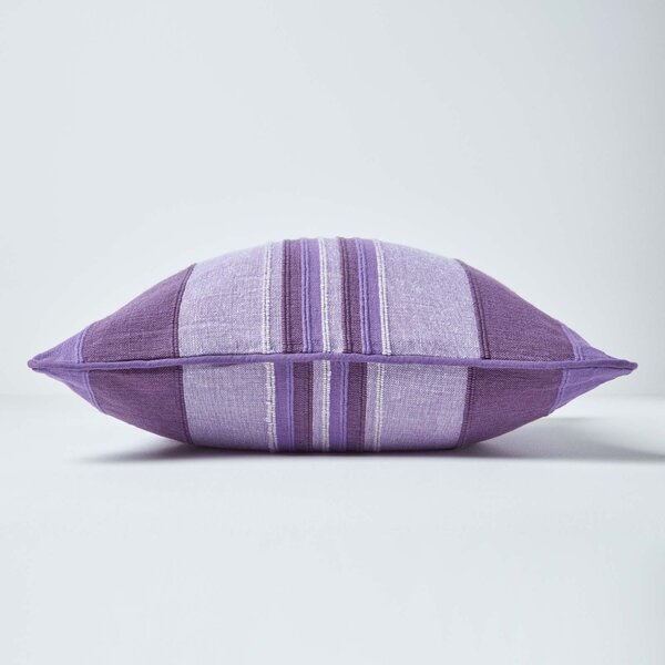 Homescapes Cotton Striped Mauve Cushion Cover Morocco , 45 x 45 cm