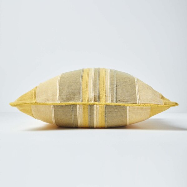 Homescapes Cotton Striped Yellow Cushion Cover Morocco , 45 x 45 cm