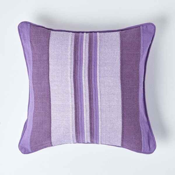 Homescapes Cotton Striped Mauve Cushion Cover Morocco , 45 x 45 cm