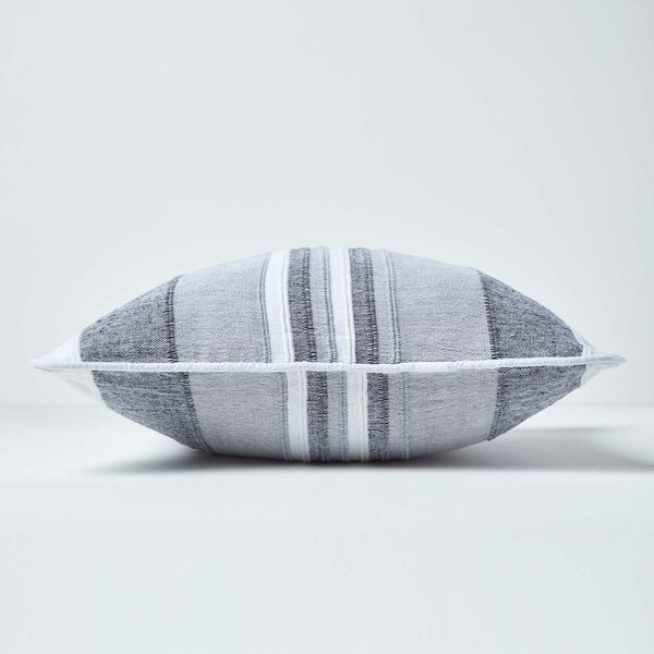 Cotton Striped Monochrome Cushion Cover Morocco , 45 x 45 cm