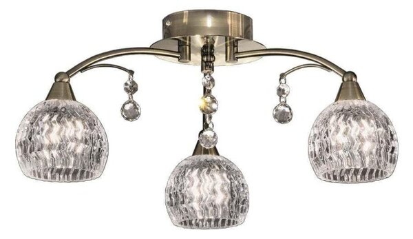 Franklite Jura FL2296/3 3 Light Bronze, Crystal Semi Flush Ceiling Light