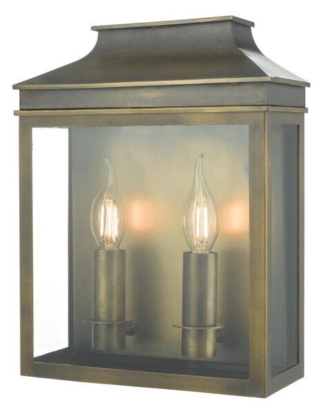Dar VAP5045 Vapour Two Light Outdoor Wall Light In Brass With Clear Glass