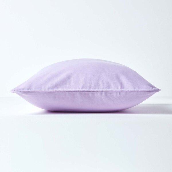 Homescapes Cotton Plain Mauve Cushion Cover, 30 x 30 cm