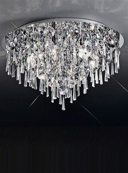 Franklite CF5718 Jazzy 6 Light Chrome and Crystal Flush Ceiling Light