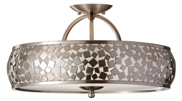 FE-ZARA-SF Zara 3 Light Brushed Steel Semi Flush Pendant