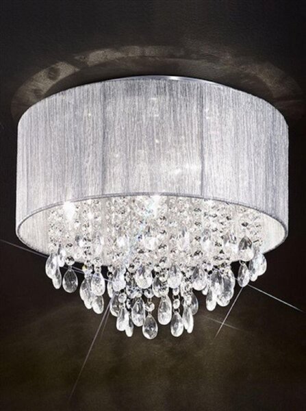 F2281/4 4 Light Flush Chrome and Crystal Ceiling Light