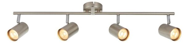 Saxby 73689 Arezzo Four Light Ceiling Bar Spotlight In Satin Chrome And Chrome Plate