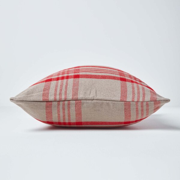 Homescapes Grey & Red Tartan Pattern Cushion Cover, 45 x 45 cm