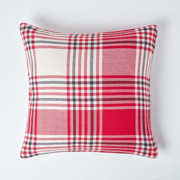 Homescapes Red Tartan Pattern Cushion Cover, 45 x 45 cm