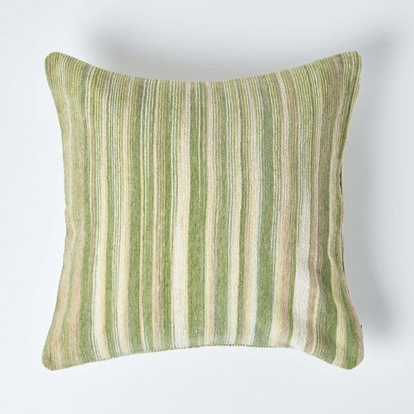 Homescapes Cotton Chenille Tie Dye Green Cushion Cover, 45 x 45 cm