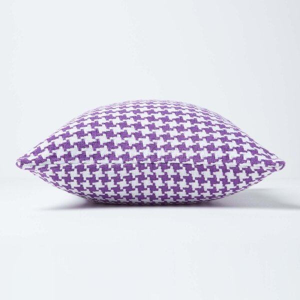 Homescapes Houndstooth 100% Cotton Cushion Cover Purple, 45 x 45 cm