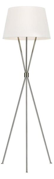 FE-PENNY-FL-PN Penny 1 Light Floor Light In Polished Nickel With White Linen Shade