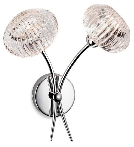 Firstlight 4856CH Lisbon Two Light Wall Light In Chrome With Clear Decorative Glass Shades