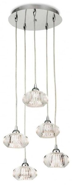 Firstlight 4859CH Lisbon Five Light Ceiling Pendant Light In Chrome With Clear Decorative Glass Shades