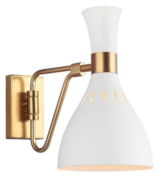 FE-JOAN1-MW Joan 1 Light Wall Light In Burnished Brass And Matte White