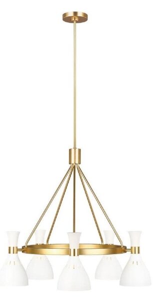 FE-JOAN5-MW Joan 5 Light Chandelier In Burnished Brass And Matte White