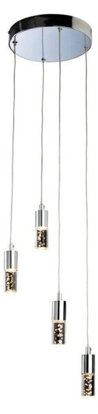 Firstlight 4885CH Focus LED 4 Light Ceiling Pendant Light In Chrome With Clear Acrylic Bubble Shades