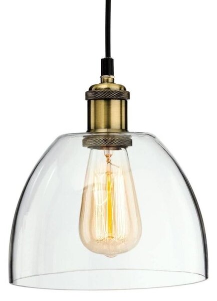 Firstlight 4876AB Empire One Light Domed Ceiling Pendant Light In Antique Brass With Clear Glass