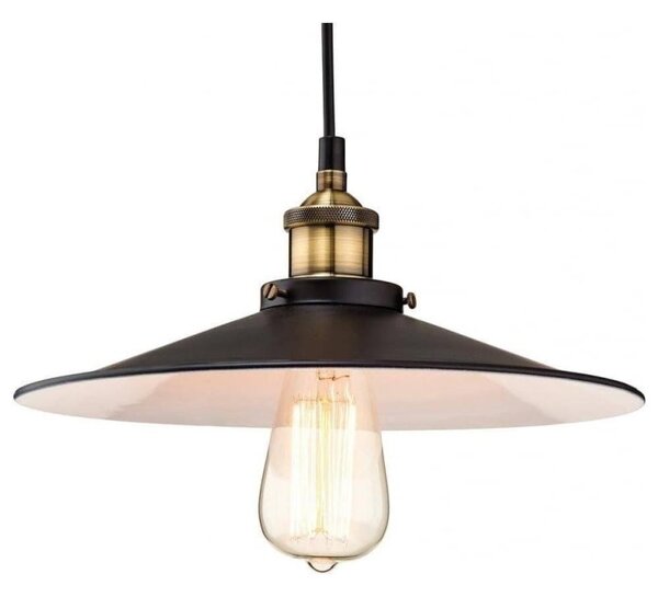 Firstlight 3471BK Empire One Light Ceiling Pendant Light In Black With Antique Brass