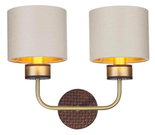 David Hunt Lighting HUN0940 Hunter 2 Light Wall Light In Butter Brass With Shades