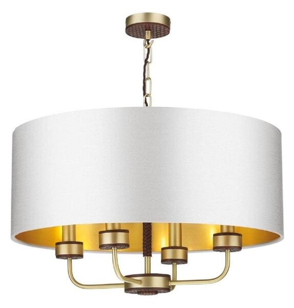 David Hunt Lighting HUN0440 Hunter 4 Light Pendant In Butter Brass With Shade