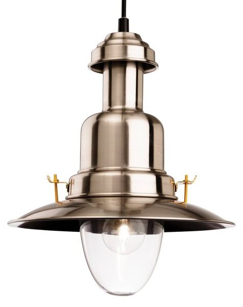 Firstlight 4874BS Classic Fisherman Pendant Ceiling Light In Brushed Steel With Clear Glass