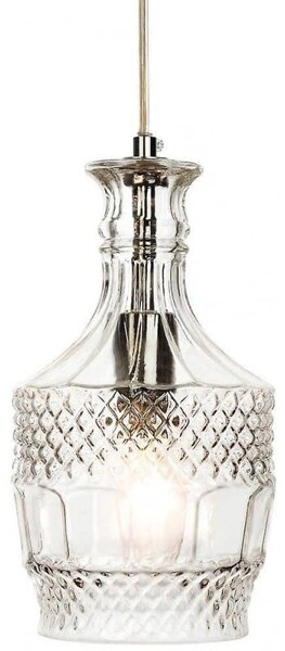 Firstlight 3449CH Decanter One Light Curved Bottle Ceiling Pendant Light In Chrome With Clear Glass