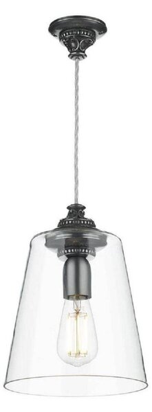 David Hunt Lighting OYS0167 Oyster 1 Light Ceiling Pendant In Pewter With Glass Shade