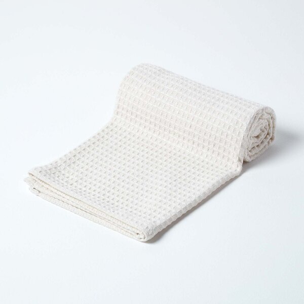 Homescapes Organic Cotton Waffle Baby Blanket Natural, 90 x 112 cm